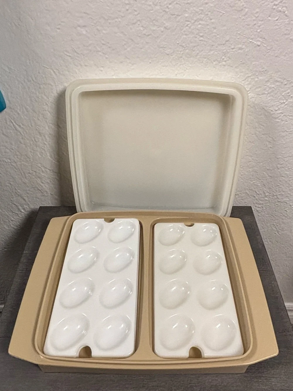 Tupperware Beige and White deviled Eggs Storage Container Food Storage Holidays